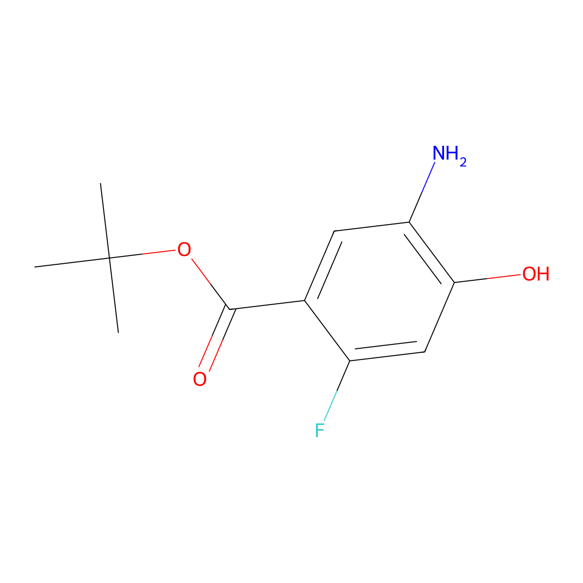 Tert-butyl 5-amino-2-fluoro-4-hydroxybenzoate molecular structure, CAS 2680626-28-0