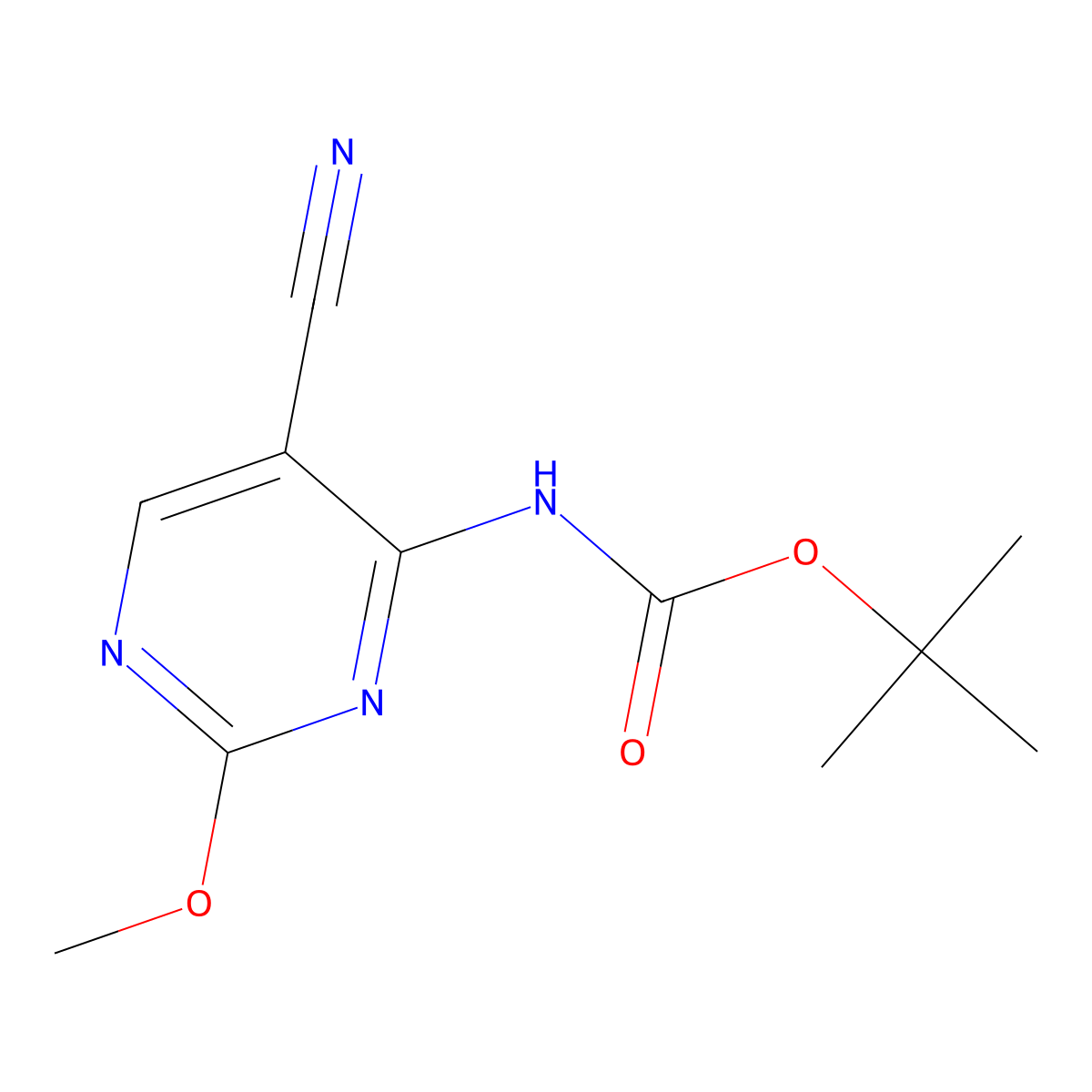 tert-butyl N-(5-cyano-2-methoxypyrimidin-4-yl)carbamate molecular structure, CAS 2680626-45-1