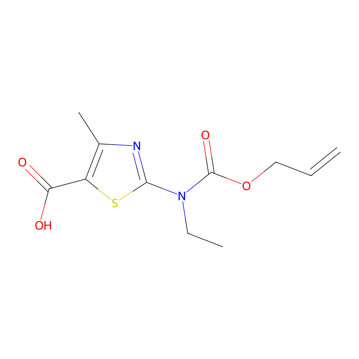 2-{Ethyl[(prop-2-en-1-yloxy)carbonyl]amino}-4-methyl-1,3-thiazole-5-carboxylic acid molecular structure, CAS 2680626-48-4