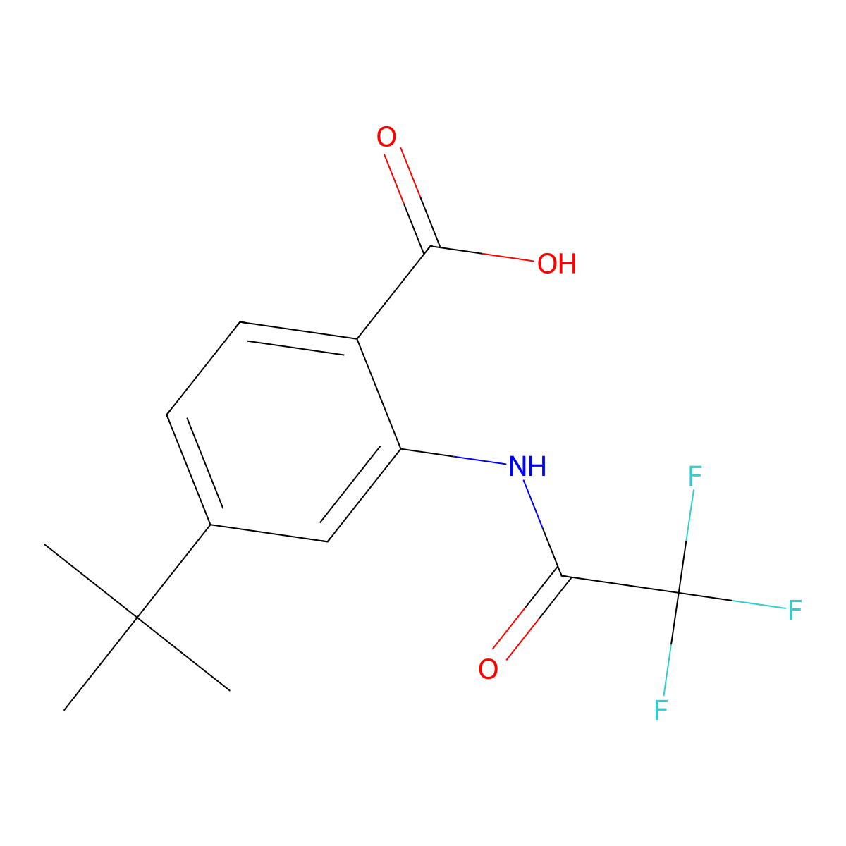 4-Tert-butyl-2-(2,2,2-trifluoroacetamido)benzoic acid molecular structure, CAS 2680626-68-8