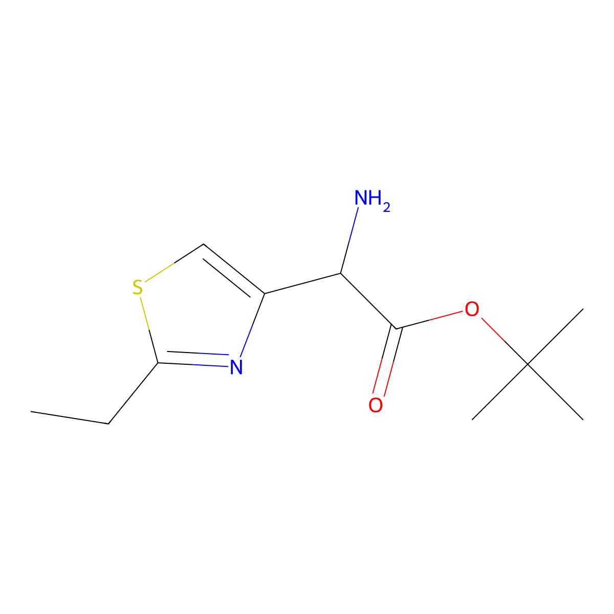 Tert-butyl 2-amino-2-(2-ethyl-1,3-thiazol-4-yl)acetate molecular structure, CAS 2680626-70-2