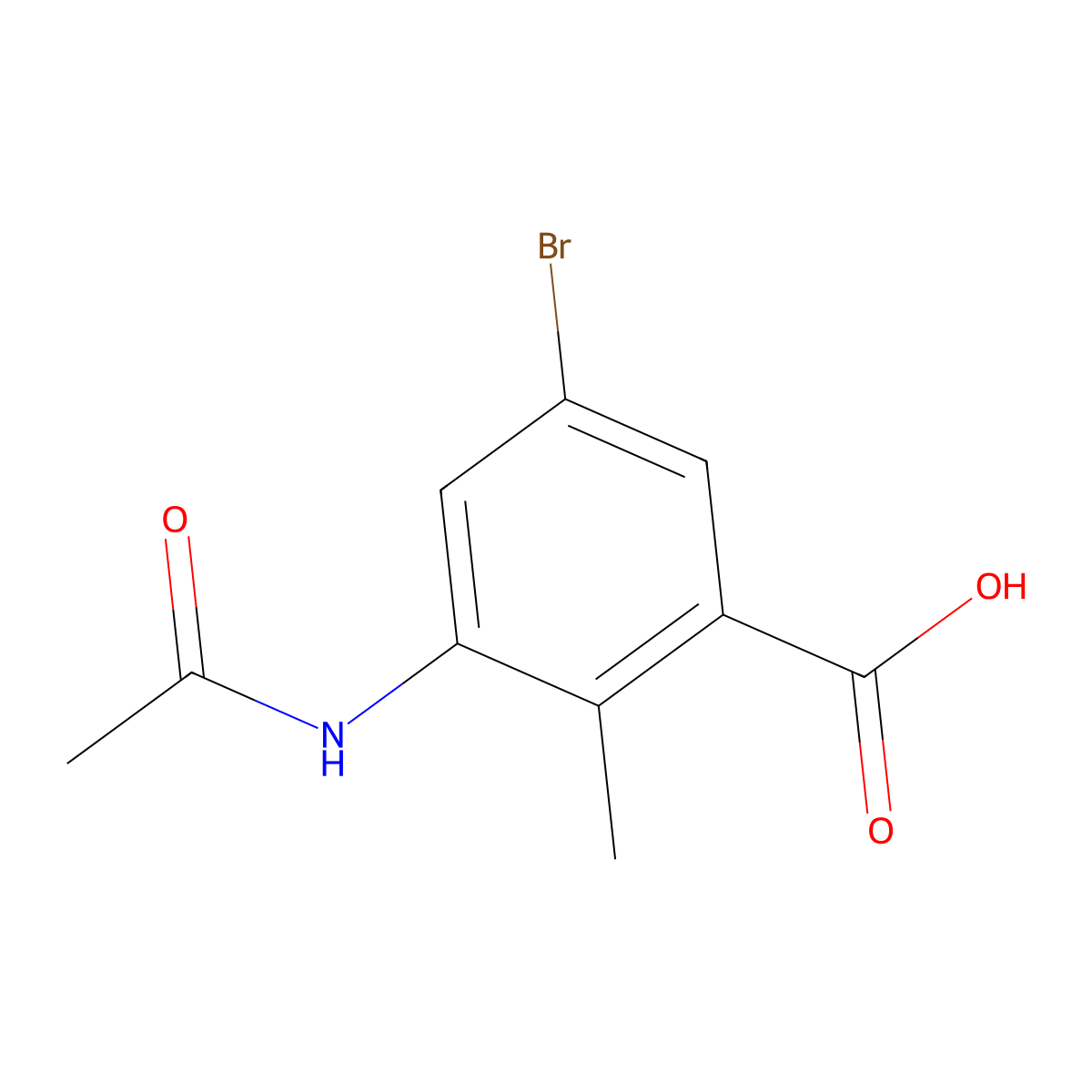 5-Bromo-3-acetamido-2-methylbenzoic acid molecular structure, CAS 2680626-72-4