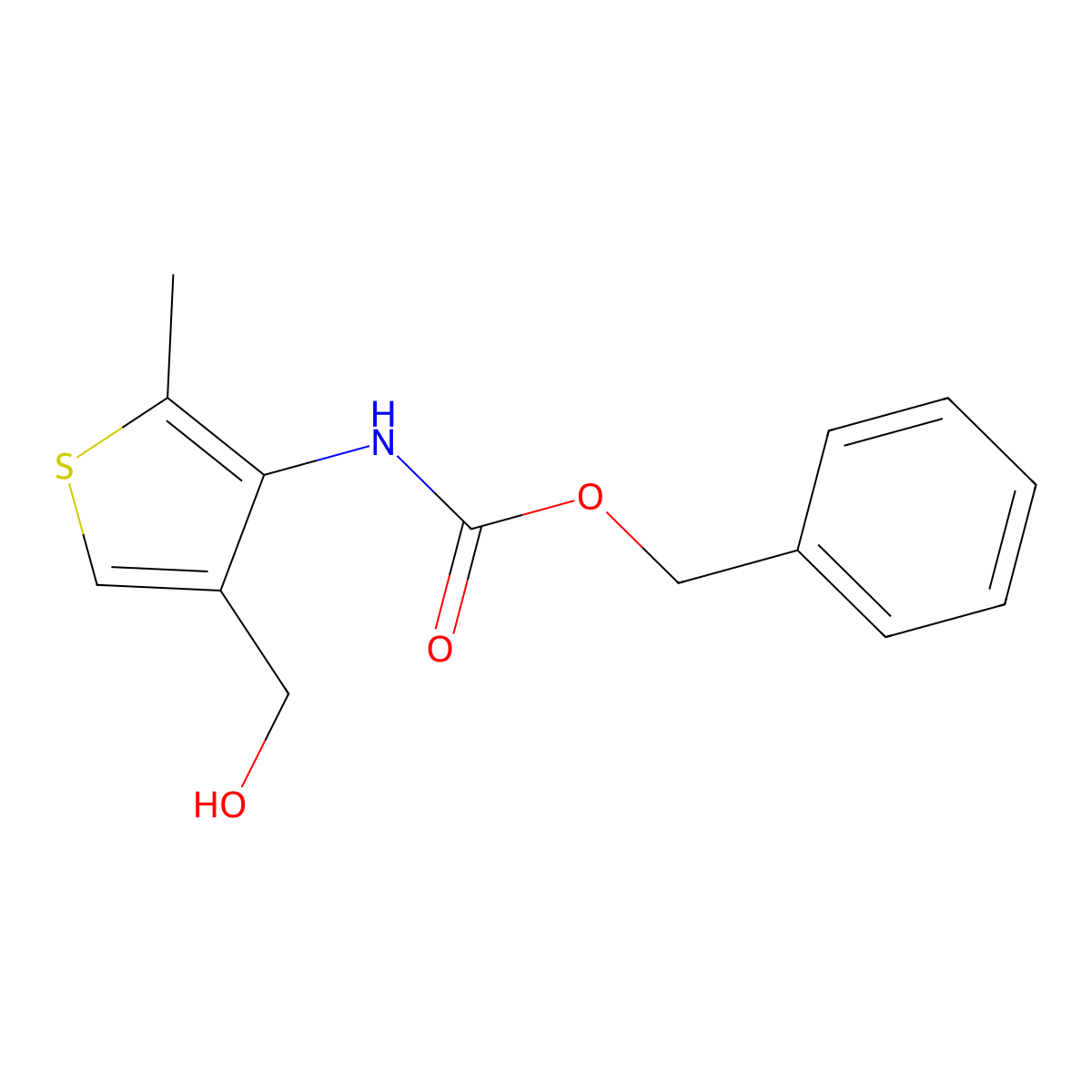 benzyl N-[4-(hydroxymethyl)-2-methylthiophen-3-yl]carbamate molecular structure, CAS 2680626-84-8