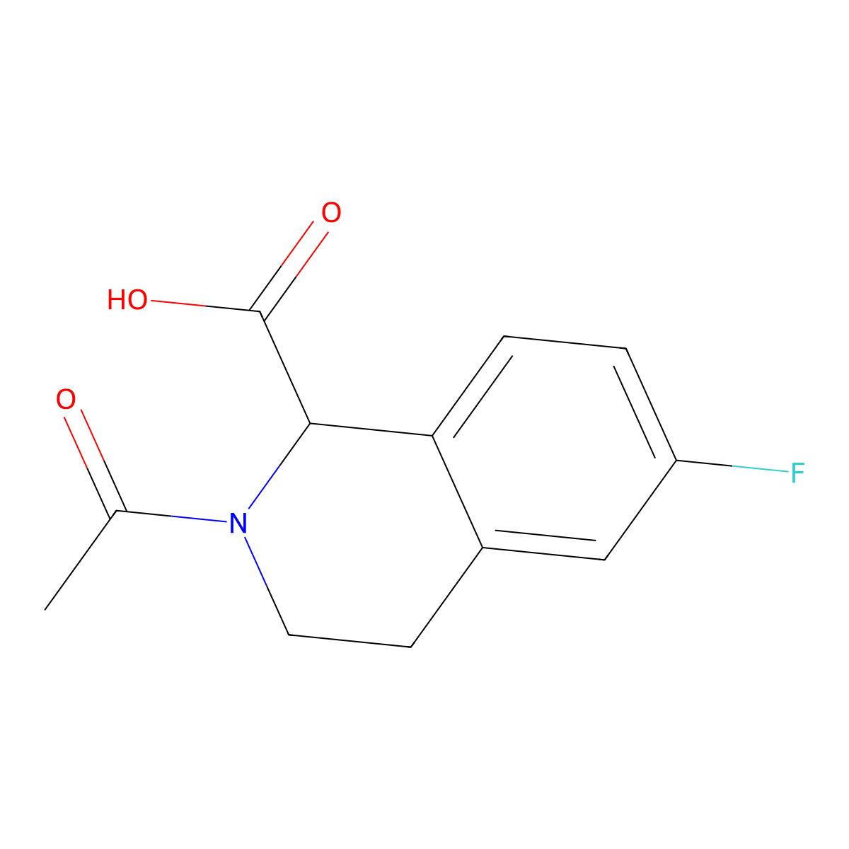 2-Acetyl-6-fluoro-1,2,3,4-tetrahydroisoquinoline-1-carboxylic acid molecular structure, CAS 2680626-94-0