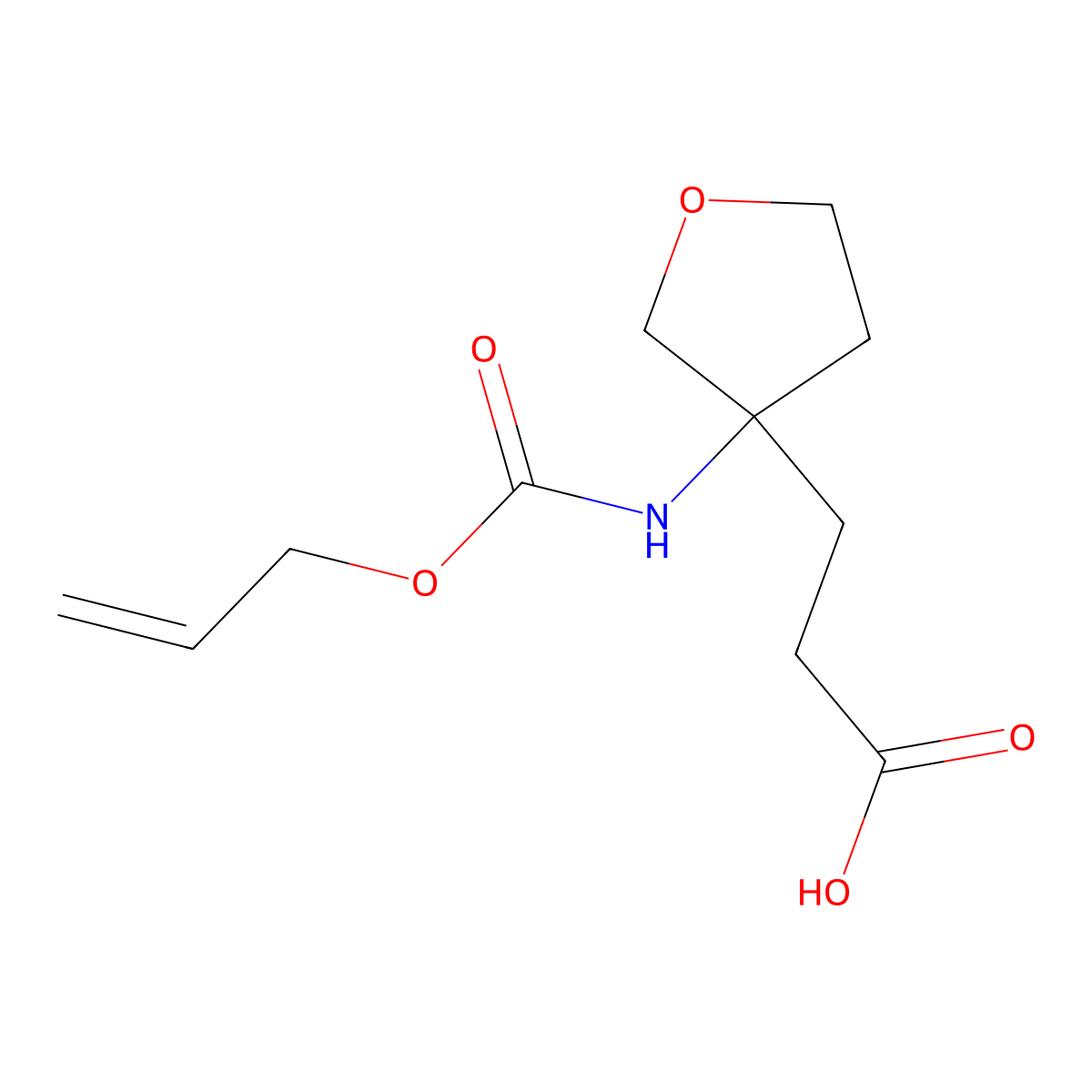 3-(3-{[(Prop-2-en-1-yloxy)carbonyl]amino}oxolan-3-yl)propanoic acid molecular structure, CAS 2680626-98-4