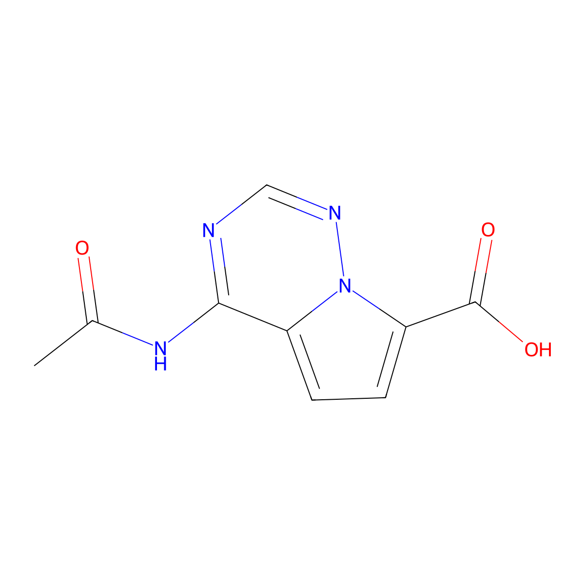 4-Acetamidopyrrolo[2,1-f][1,2,4]triazine-7-carboxylic acid molecular structure, CAS 2680627-03-4
