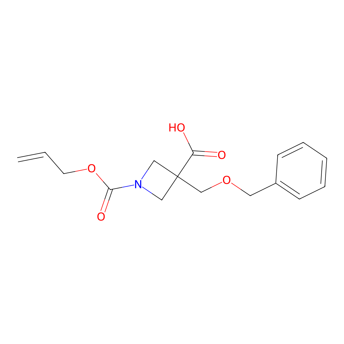 3-[(Benzyloxy)methyl]-1-[(prop-2-en-1-yloxy)carbonyl]azetidine-3-carboxylic acid molecular structure, CAS 2680627-05-6