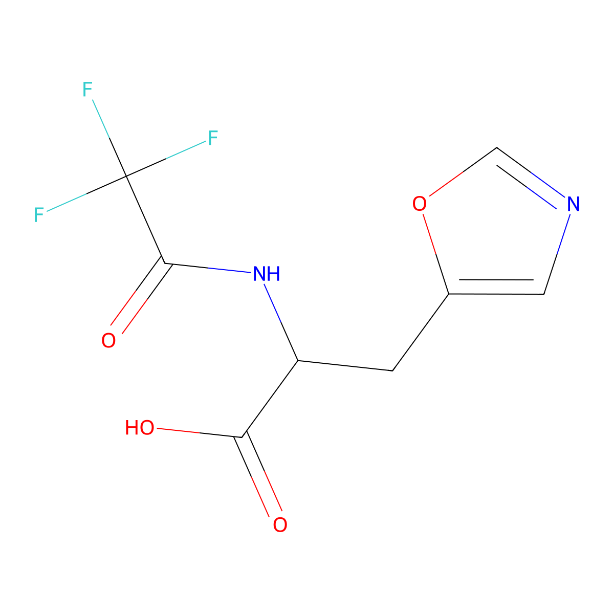 3-(1,3-Oxazol-5-yl)-2-(2,2,2-trifluoroacetamido)propanoic acid molecular structure, CAS 2680627-06-7
