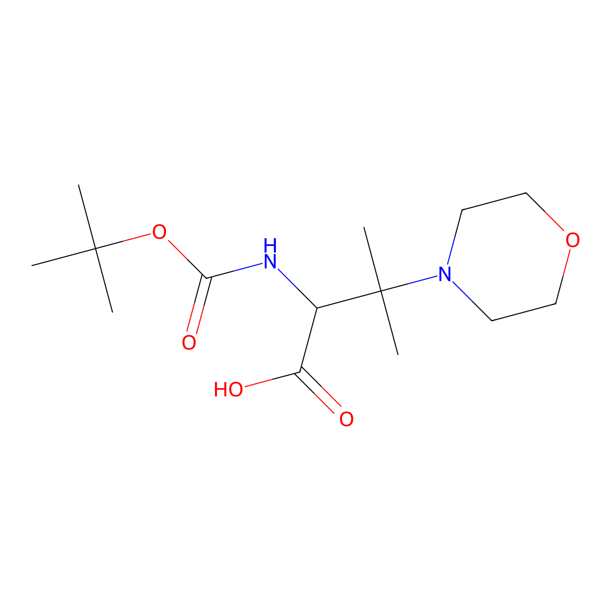 2-{[(Tert-butoxy)carbonyl]amino}-3-methyl-3-(morpholin-4-yl)butanoic acid molecular structure, CAS 2680627-08-9