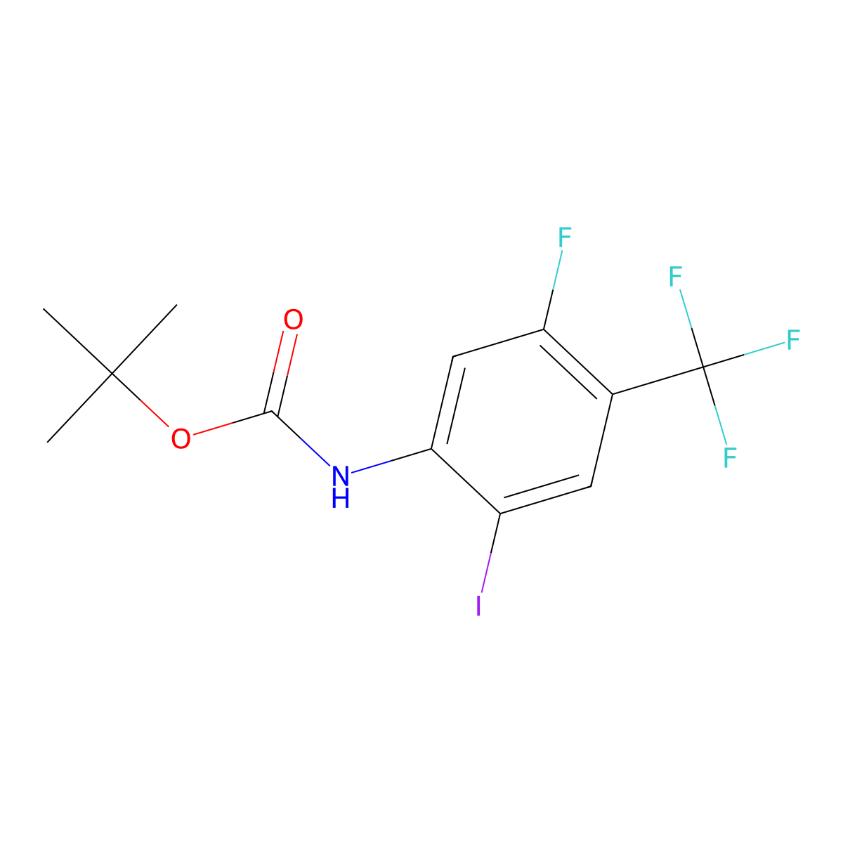 tert-butyl N-[5-fluoro-2-iodo-4-(trifluoromethyl)phenyl]carbamate molecular structure, CAS 2680646-43-7