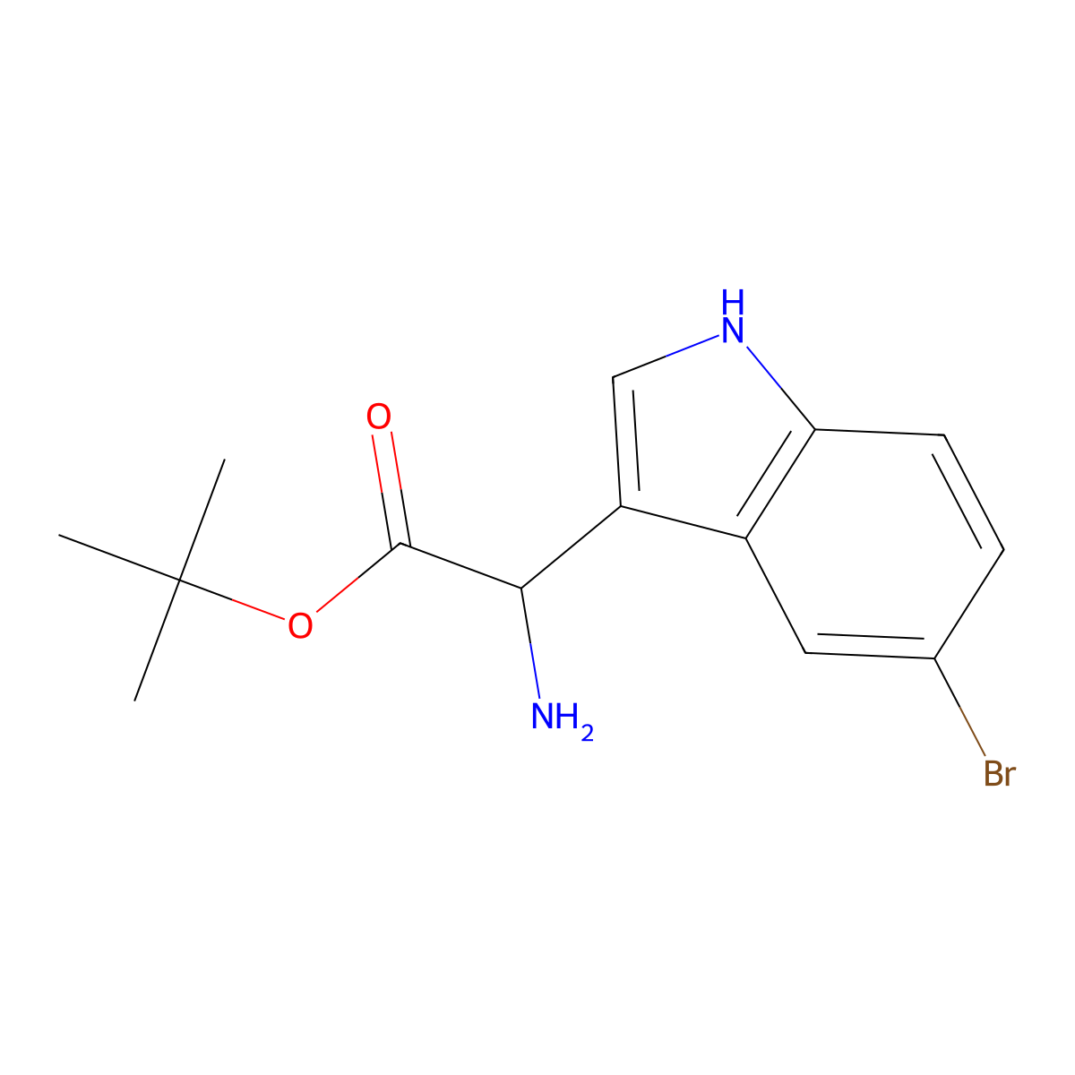tert-butyl 2-amino-2-(5-bromo-1H-indol-3-yl)acetate molecular structure, CAS 2680646-53-9