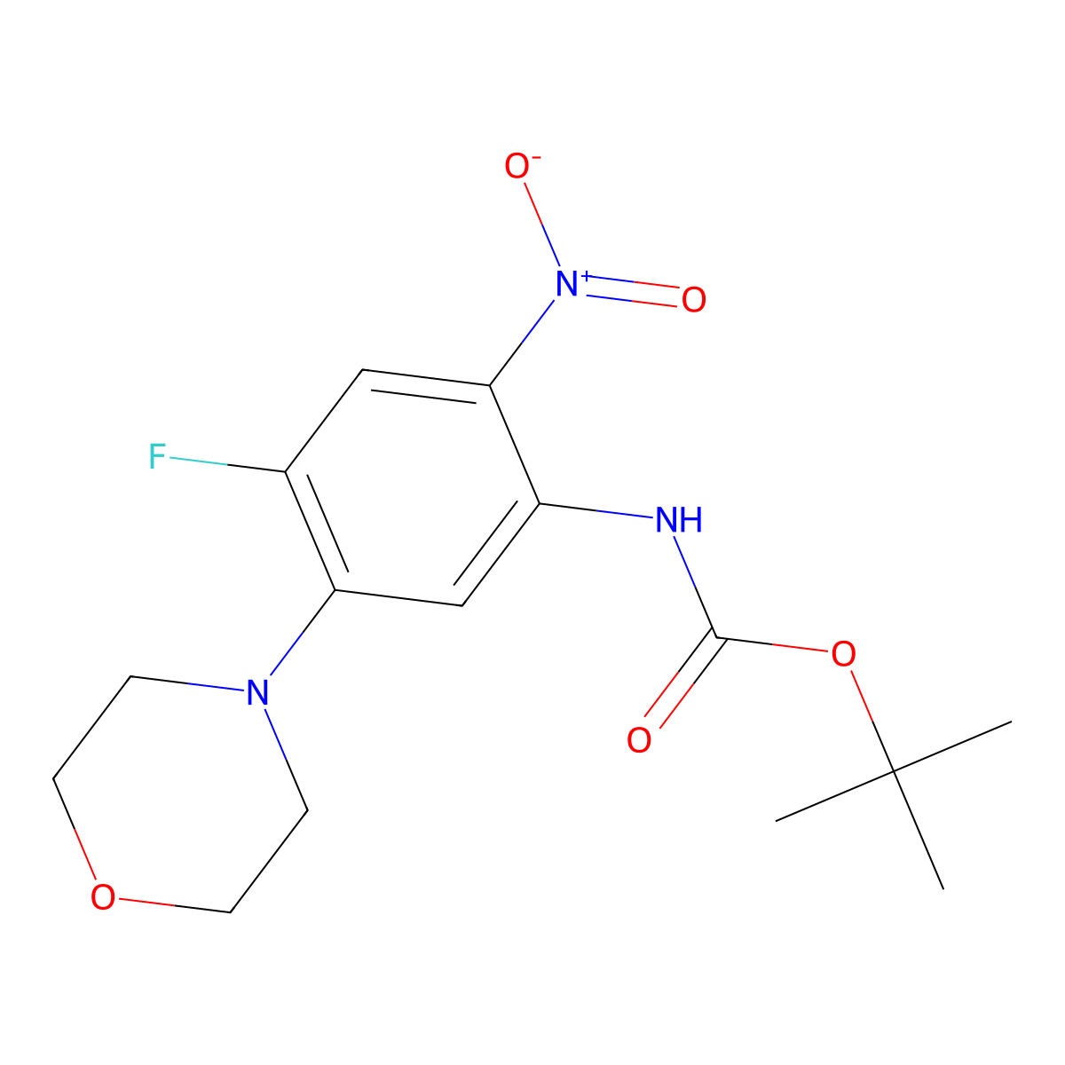 tert-butyl N-[4-fluoro-5-(morpholin-4-yl)-2-nitrophenyl]carbamate molecular structure, CAS 2680646-56-2