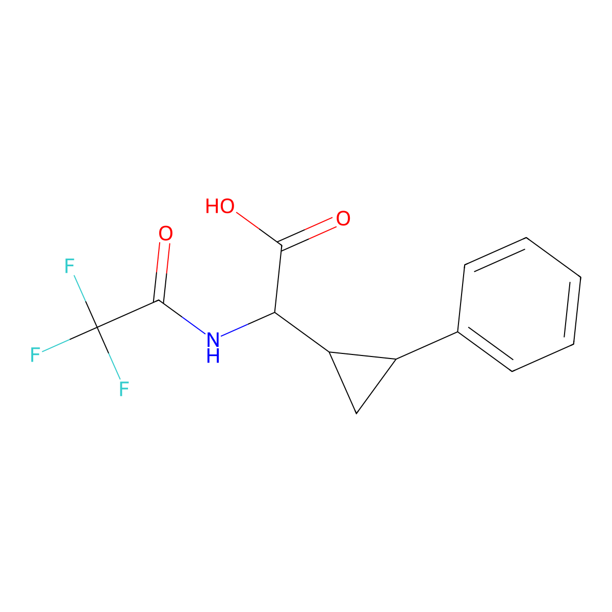 2-(2-Phenylcyclopropyl)-2-(2,2,2-trifluoroacetamido)acetic acid molecular structure, CAS 2680646-69-7