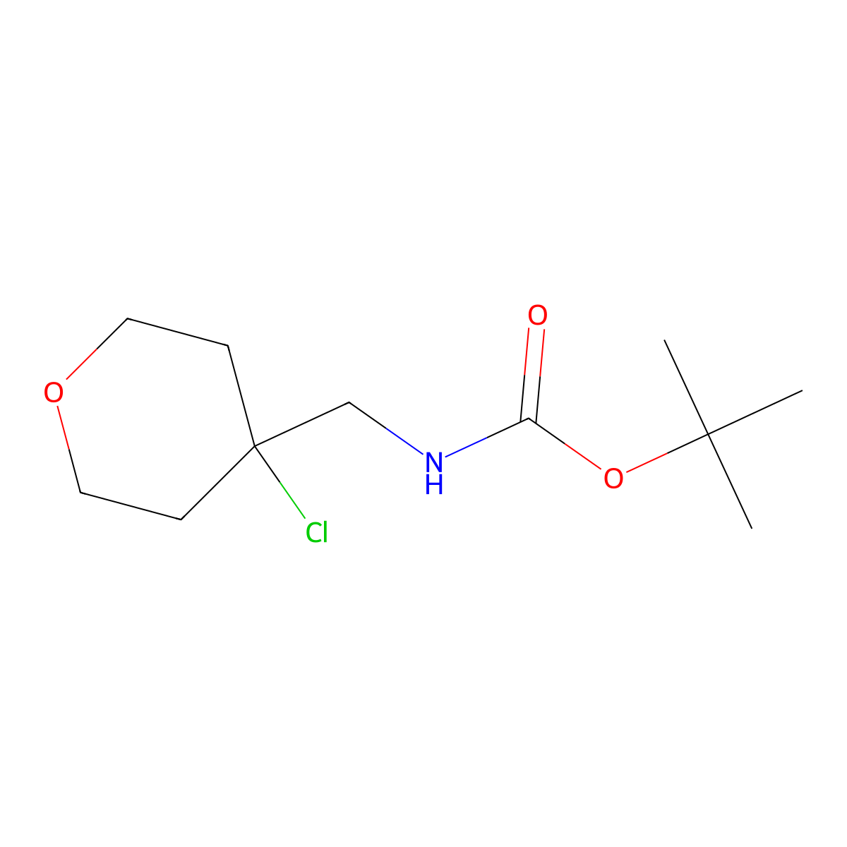 tert-butyl N-[(4-chlorooxan-4-yl)methyl]carbamate molecular structure, CAS 2680646-76-6