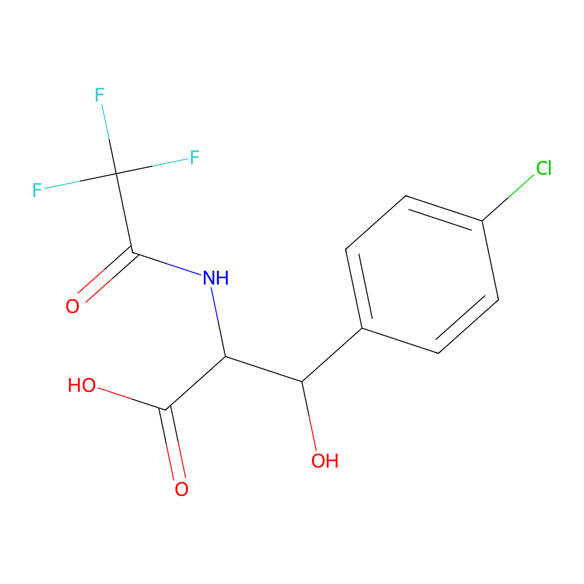 3-(4-Chlorophenyl)-3-hydroxy-2-(2,2,2-trifluoroacetamido)propanoic acid molecular structure, CAS 2680646-83-5