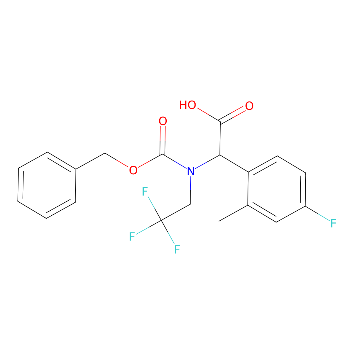 2-{[(Benzyloxy)carbonyl](2,2,2-trifluoroethyl)amino}-2-(4-fluoro-2-methylphenyl)acetic acid molecular structure, CAS 2680646-84-6