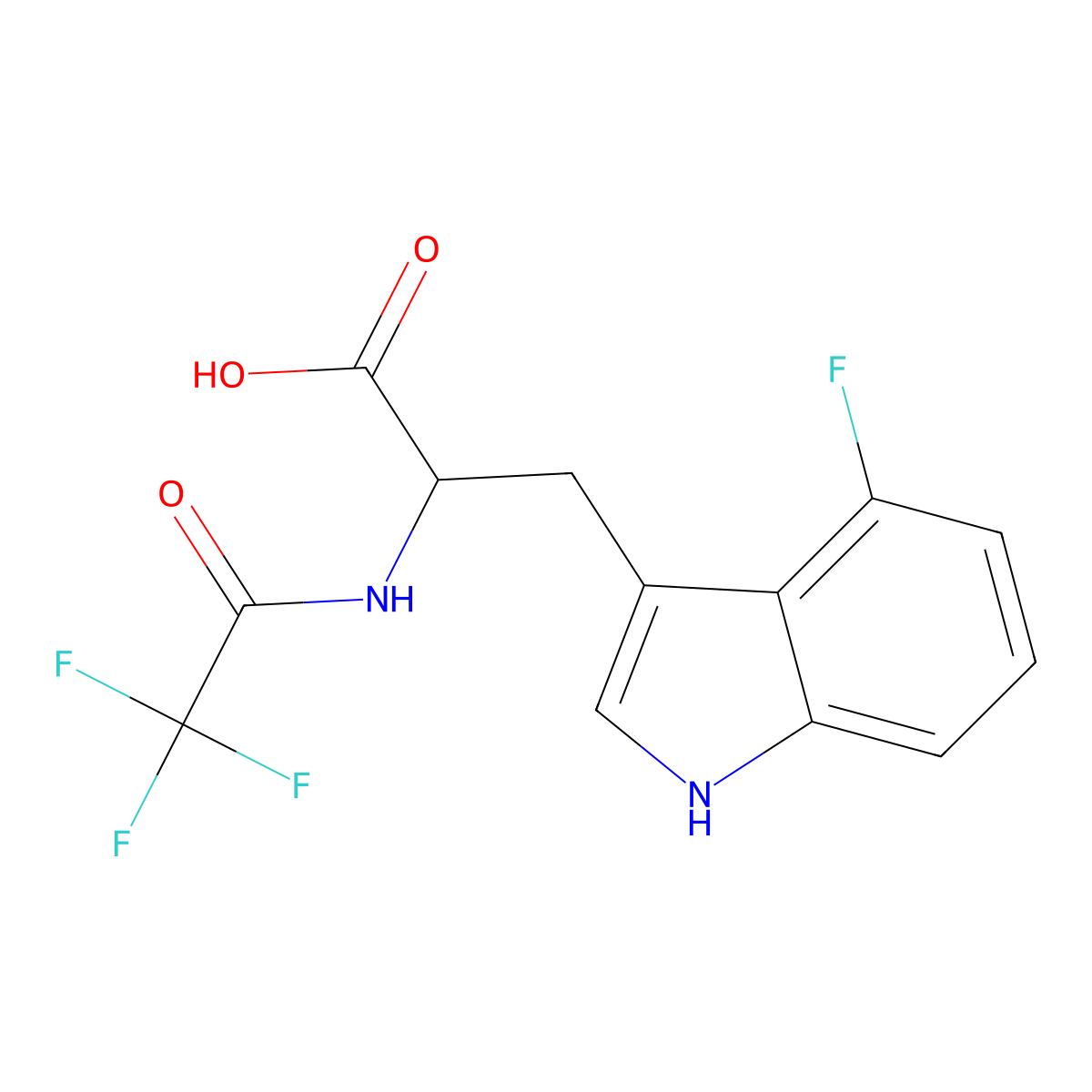 3-(4-fluoro-1H-indol-3-yl)-2-(2,2,2-trifluoroacetamido)propanoic acid molecular structure, CAS 2680646-97-1