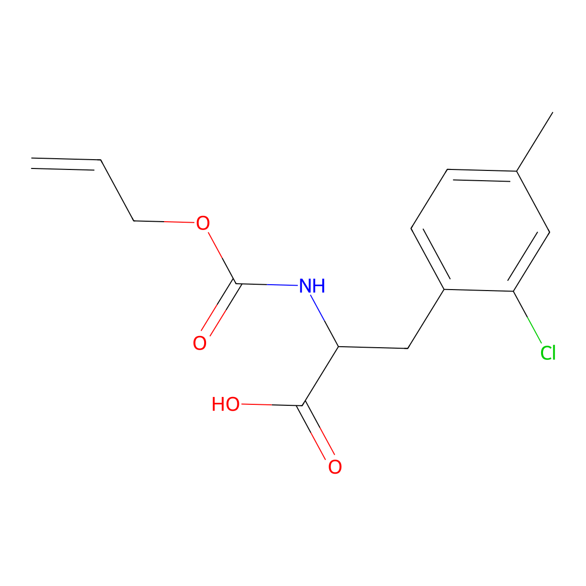 3-(2-Chloro-4-methylphenyl)-2-{[(prop-2-en-1-yloxy)carbonyl]amino}propanoic acid molecular structure, CAS 2680647-17-8