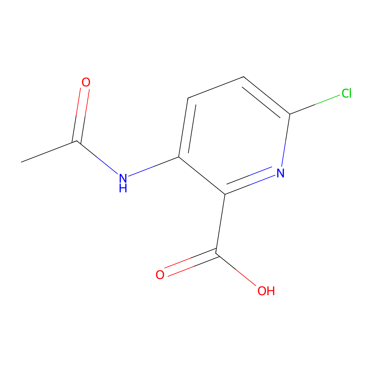 6-Chloro-3-acetamidopyridine-2-carboxylic acid molecular structure, CAS 2680647-19-0