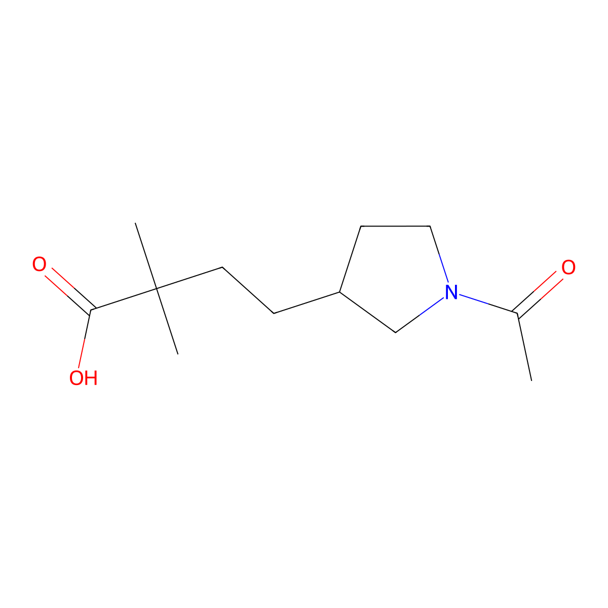 4-(1-Acetylpyrrolidin-3-yl)-2,2-dimethylbutanoic acid molecular structure, CAS 2680647-20-3