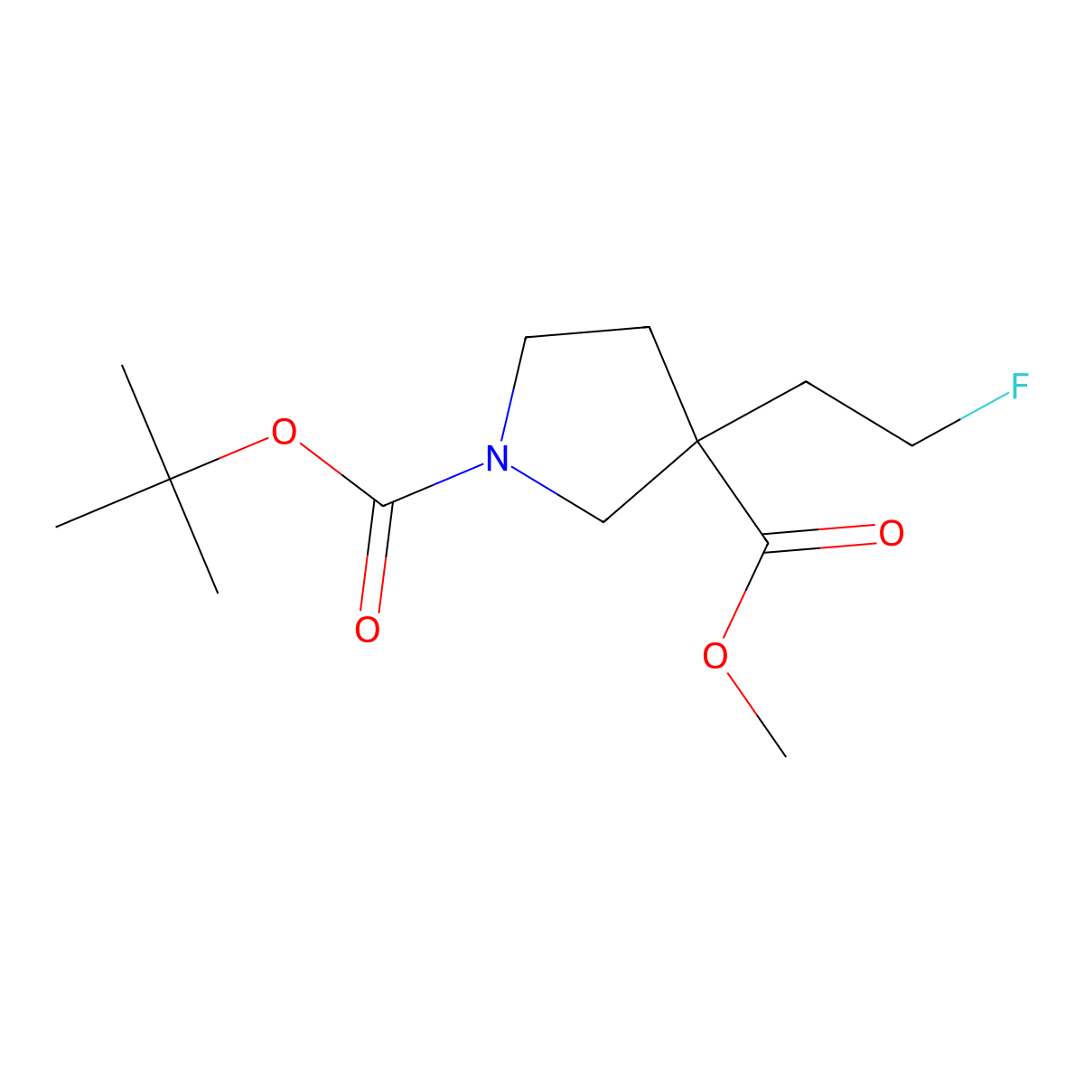 1-Tert-butyl 3-methyl 3-(2-fluoroethyl)pyrrolidine-1,3-dicarboxylate molecular structure, CAS 2680647-27-0