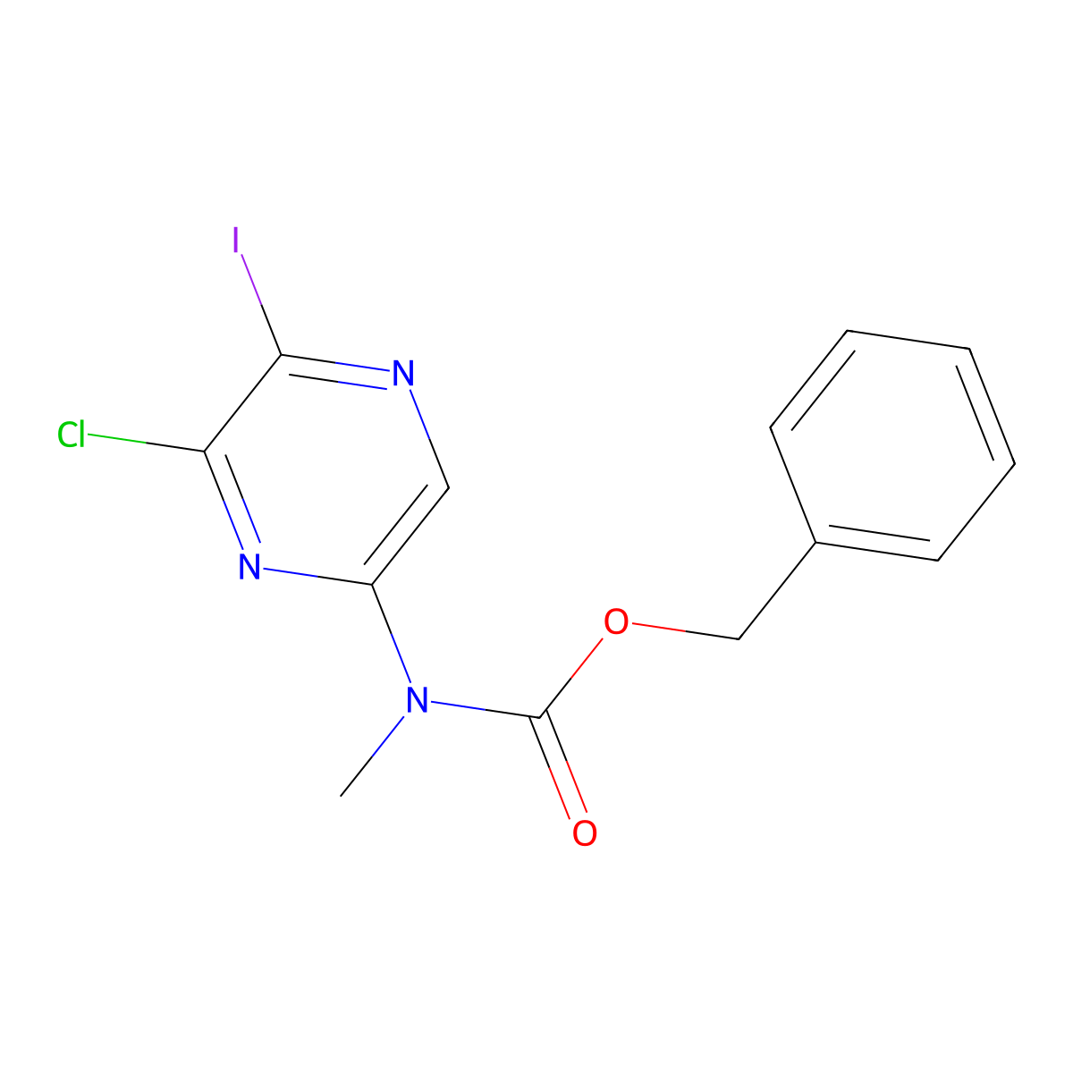 benzyl N-(6-chloro-5-iodopyrazin-2-yl)-N-methylcarbamate molecular structure, CAS 2680647-35-0