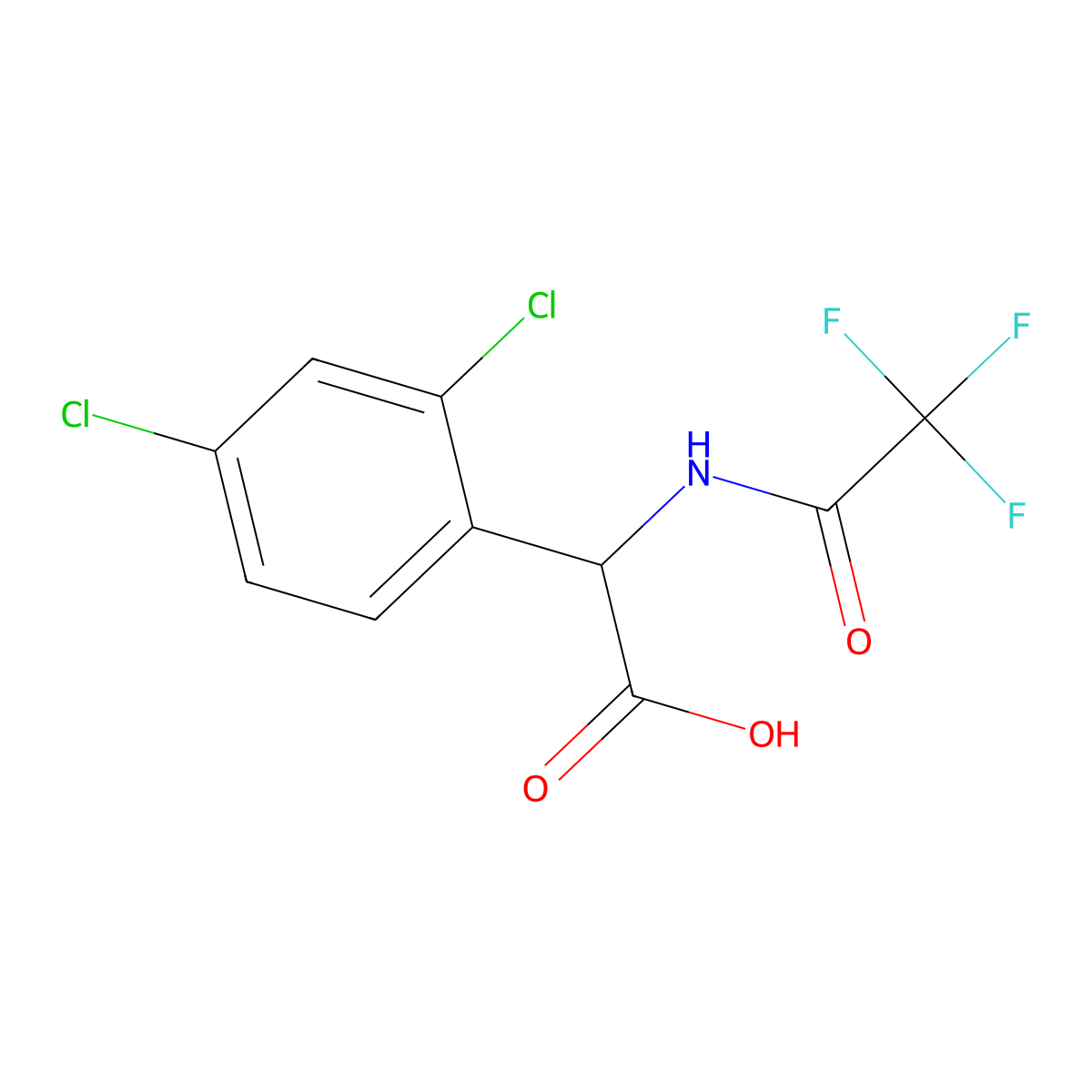 2-(2,4-Dichlorophenyl)-2-(2,2,2-trifluoroacetamido)acetic acid molecular structure, CAS 2680647-36-1