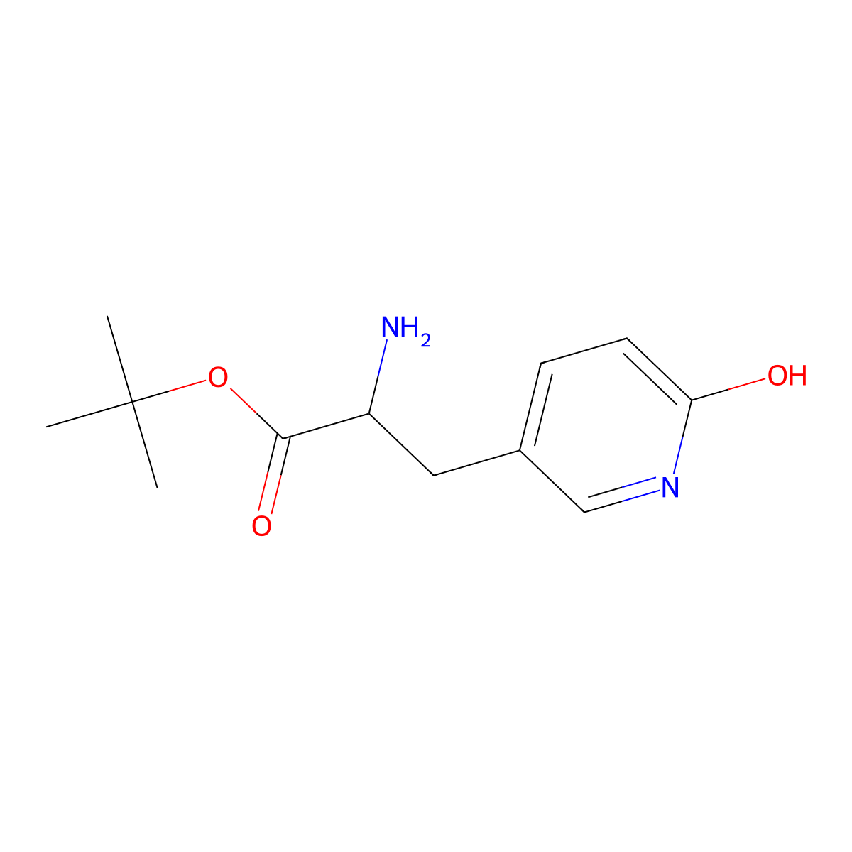 Tert-butyl 2-amino-3-(6-hydroxypyridin-3-yl)propanoate molecular structure, CAS 2680647-52-1