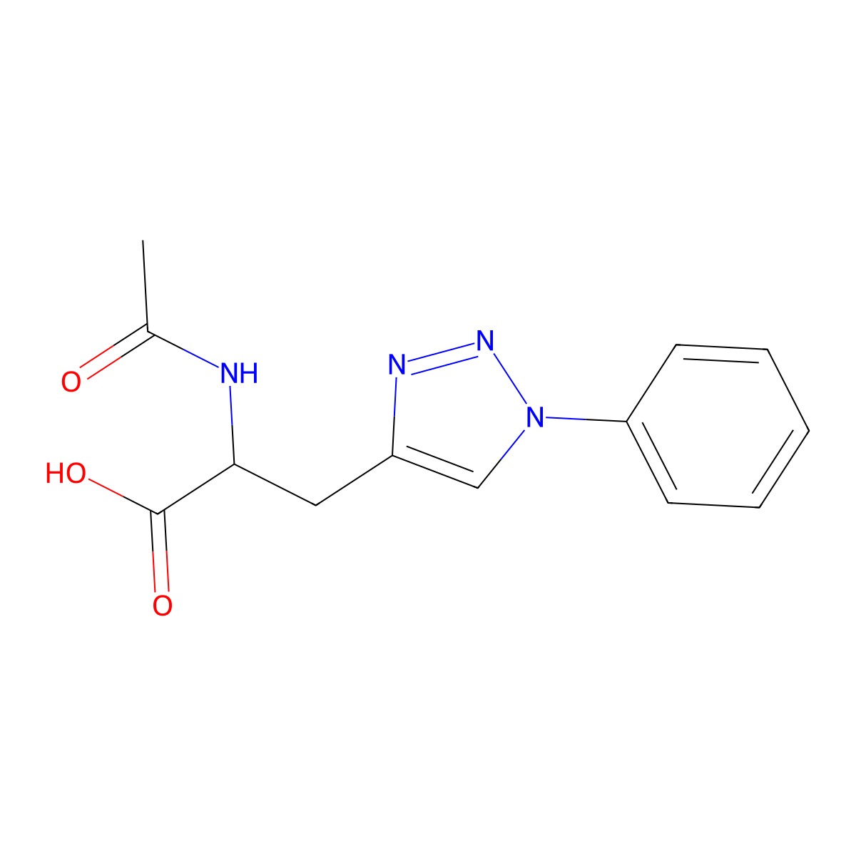 2-acetamido-3-(1-phenyl-1H-1,2,3-triazol-4-yl)propanoic acid molecular structure, CAS 2680647-59-8