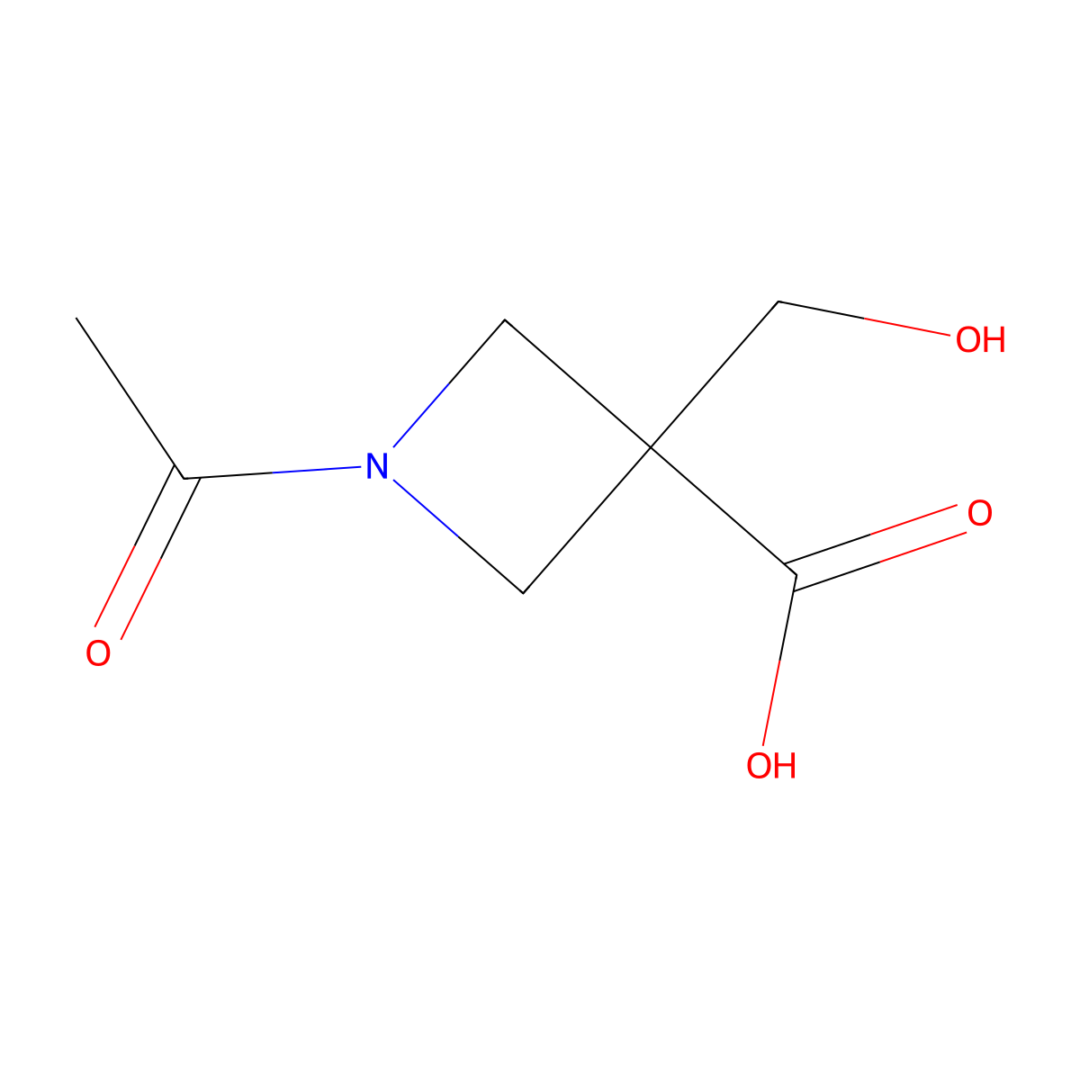 1-Acetyl-3-(hydroxymethyl)azetidine-3-carboxylic acid molecular structure, CAS 2680647-67-8
