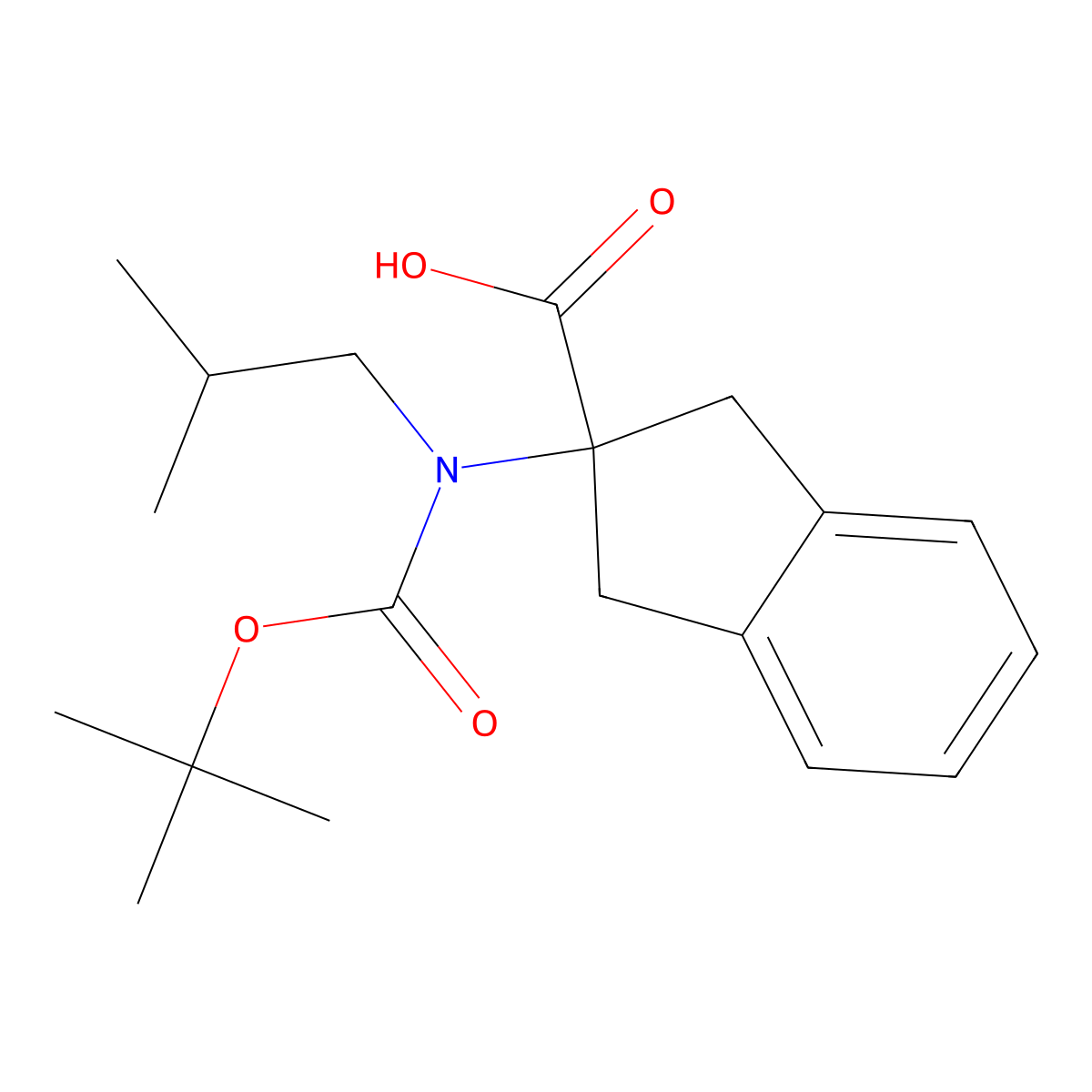 2-{[(tert-butoxy)carbonyl](2-methylpropyl)amino}-2,3-dihydro-1H-indene-2-carboxylic acid molecular structure, CAS 2680647-79-2