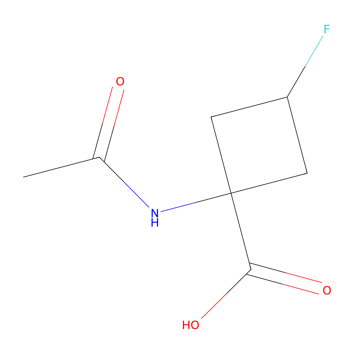 1-Acetamido-3-fluorocyclobutane-1-carboxylic acid molecular structure, CAS 2680647-80-5