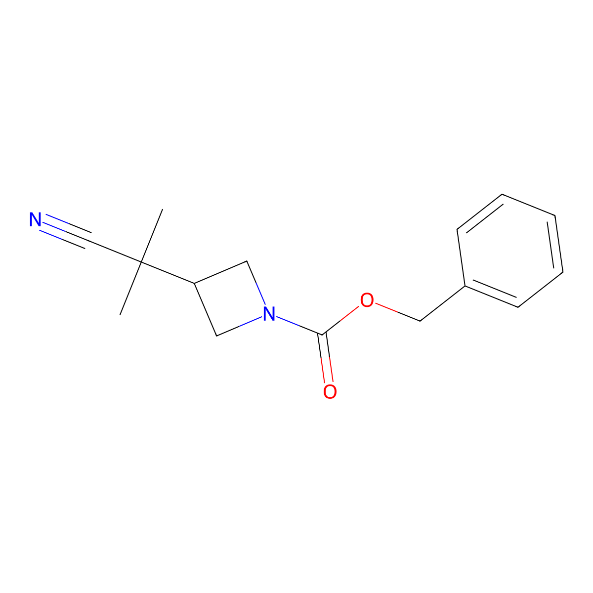 Benzyl 3-(1-cyano-1-methylethyl)azetidine-1-carboxylate molecular structure, CAS 2680647-88-3