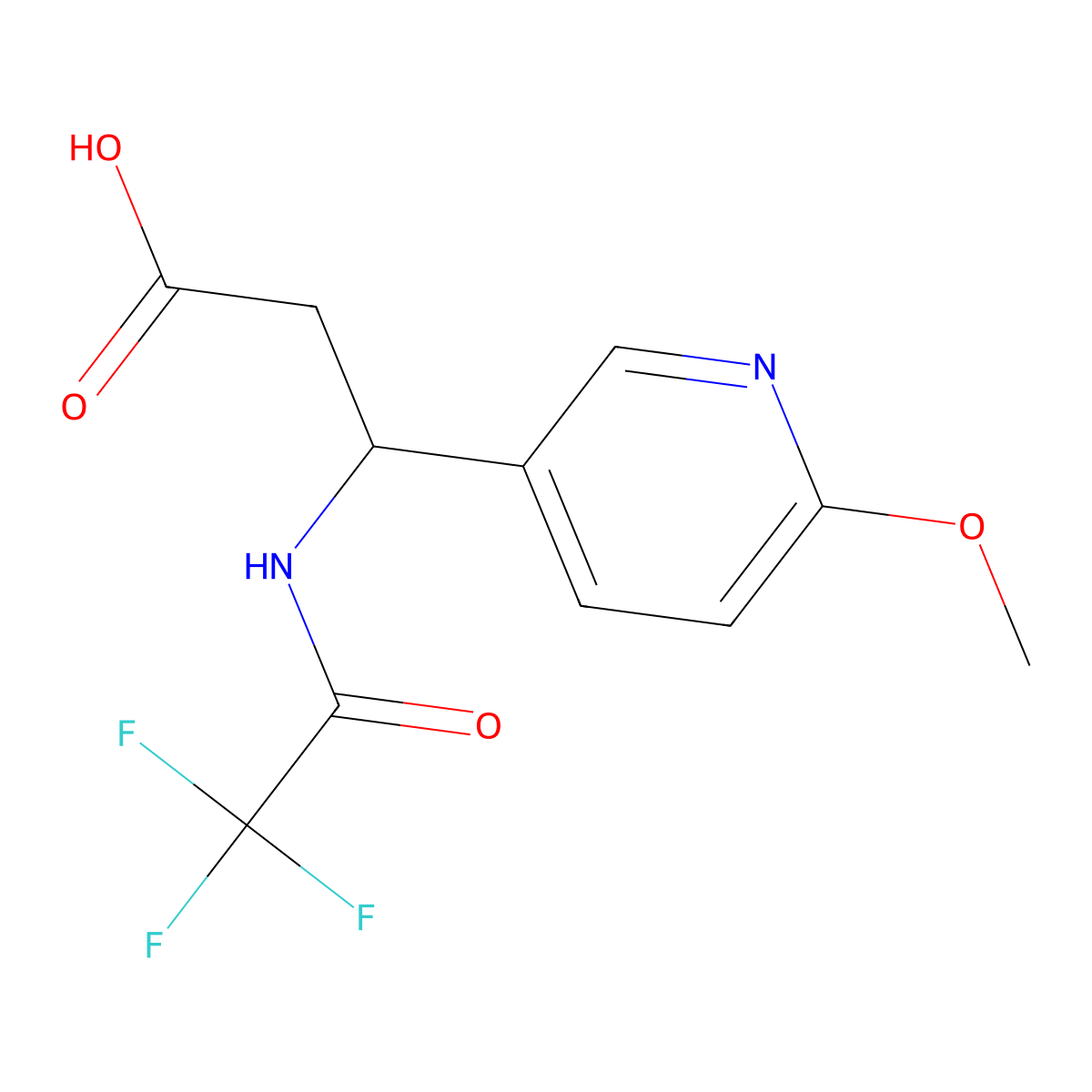 3-(6-Methoxypyridin-3-yl)-3-(2,2,2-trifluoroacetamido)propanoic acid molecular structure, CAS 2680647-92-9