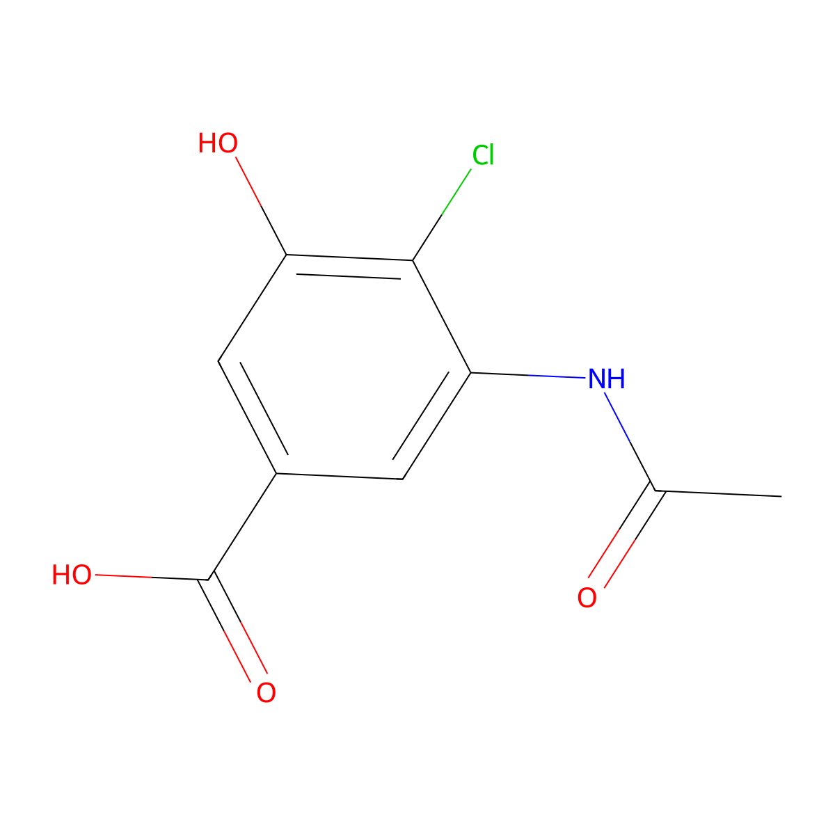 4-Chloro-3-acetamido-5-hydroxybenzoic acid molecular structure, CAS 2680647-95-2