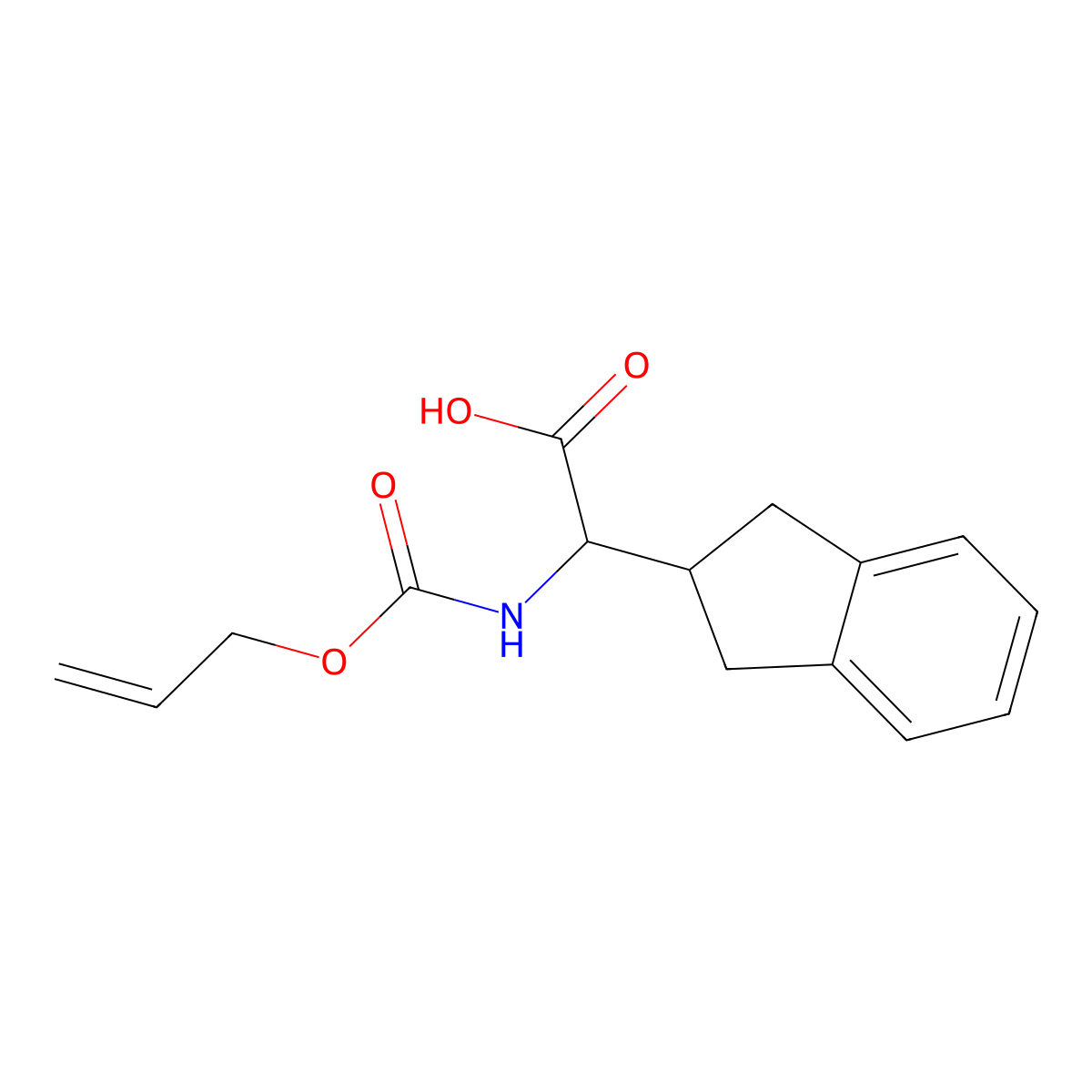 2-(2,3-dihydro-1H-inden-2-yl)-2-{[(prop-2-en-1-yloxy)carbonyl]amino}acetic acid molecular structure, CAS 2680647-97-4