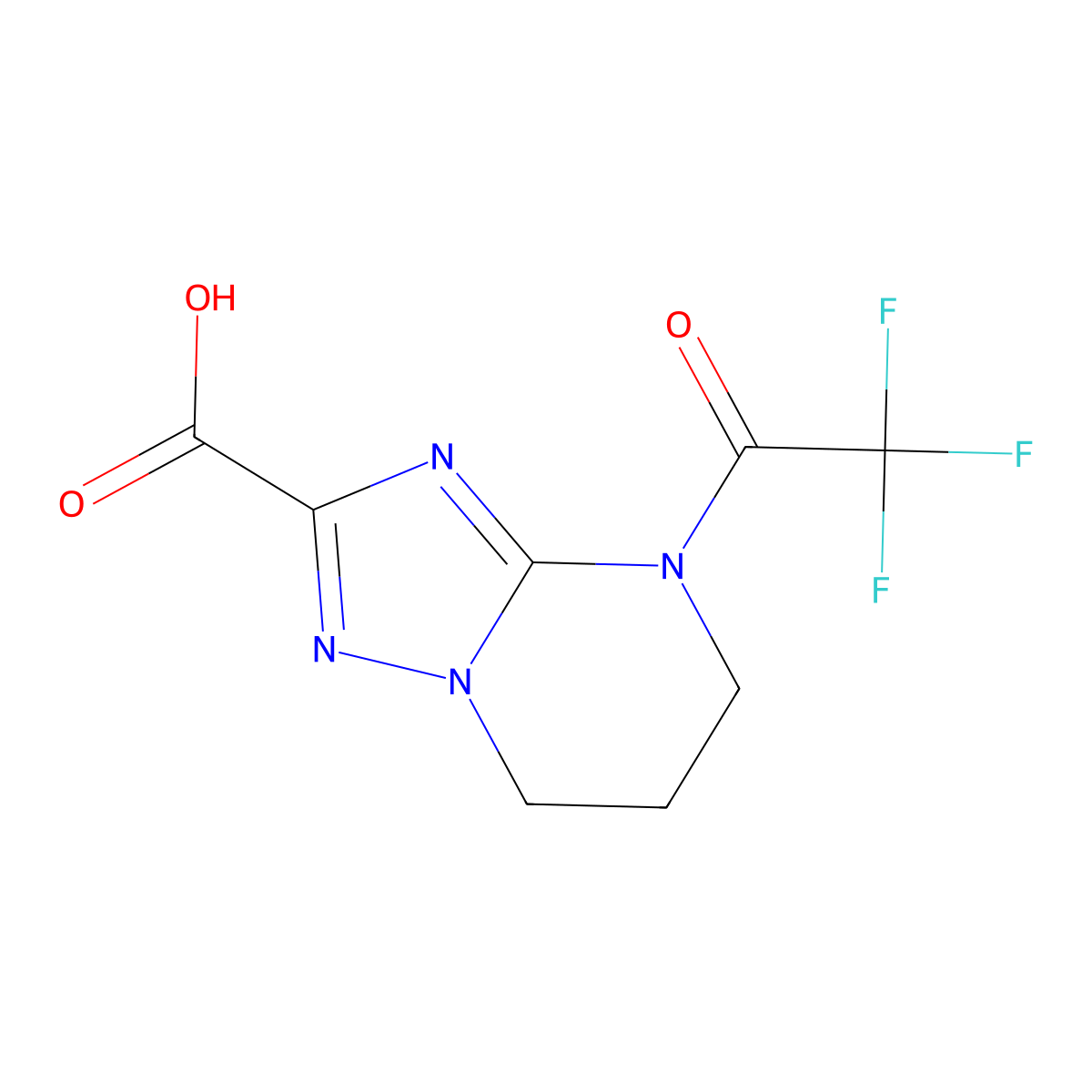 4-(2,2,2-trifluoroacetyl)-4H,5H,6H,7H-[1,2,4]triazolo[1,5-a]pyrimidine-2-carboxylic acid molecular structure, CAS 2680647-99-6
