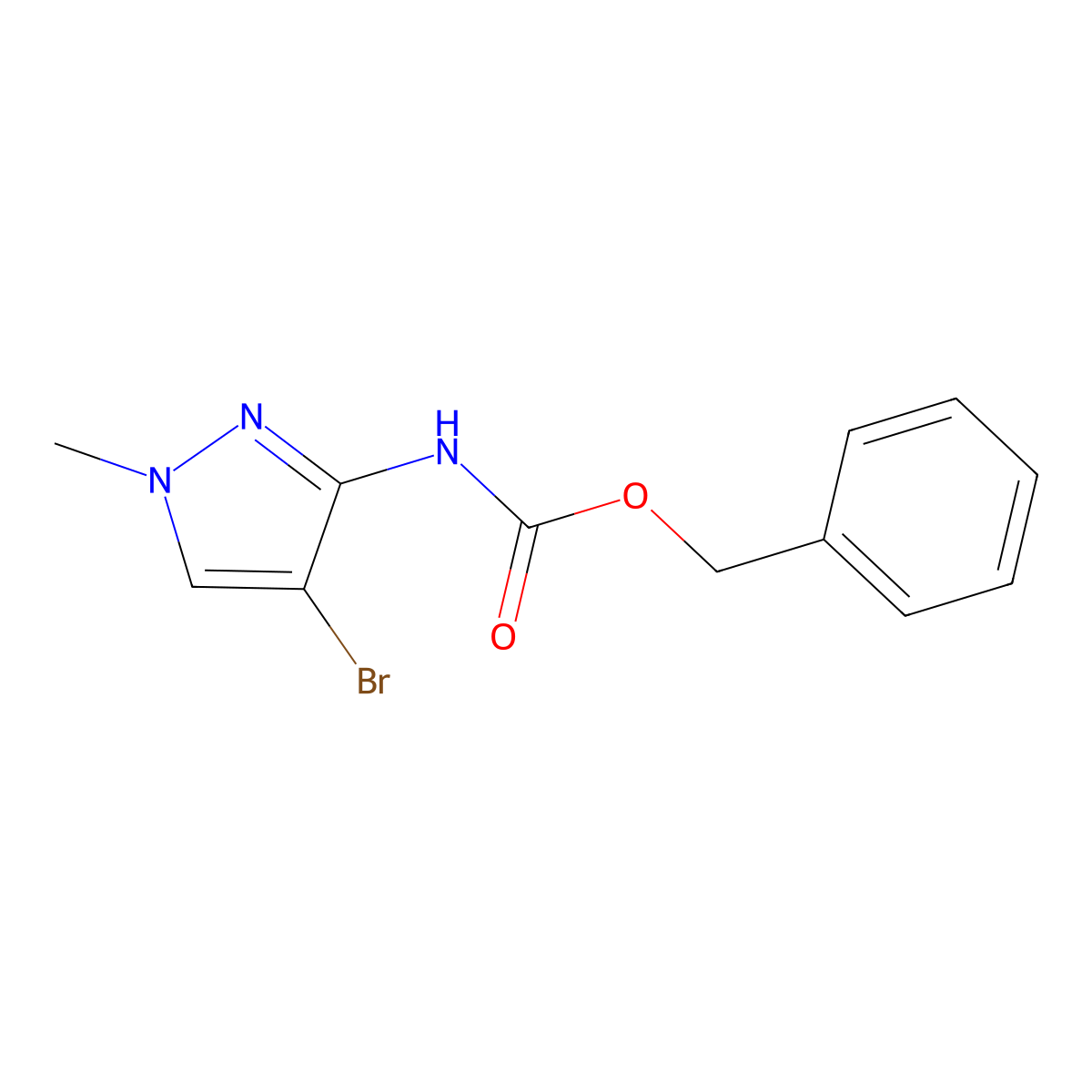 benzyl N-(4-bromo-1-methyl-1H-pyrazol-3-yl)carbamate molecular structure, CAS 2680648-01-3