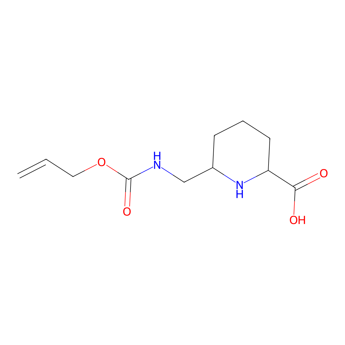 6-({[(Prop-2-en-1-yloxy)carbonyl]amino}methyl)piperidine-2-carboxylic acid molecular structure, CAS 2680648-02-4