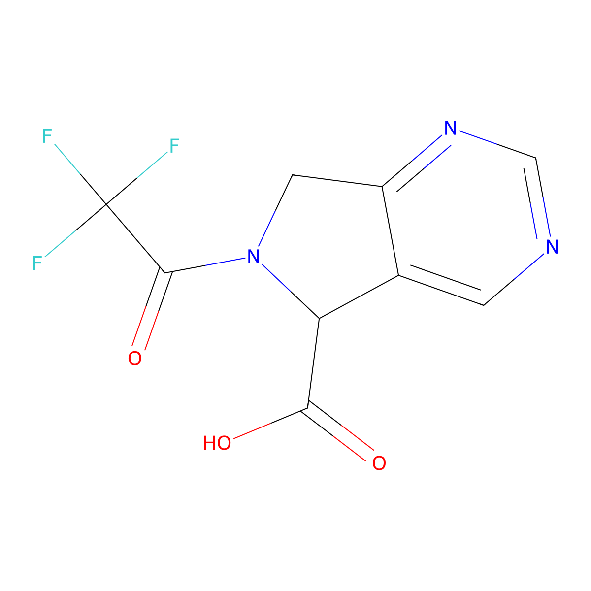 6-(2,2,2-trifluoroacetyl)-5H,6H,7H-pyrrolo[3,4-d]pyrimidine-5-carboxylic acid molecular structure, CAS 2680648-04-6