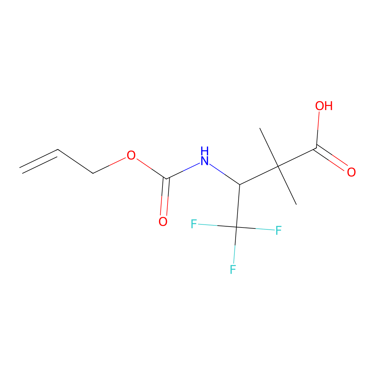 4,4,4-Trifluoro-2,2-dimethyl-3-{[(prop-2-en-1-yloxy)carbonyl]amino}butanoic acid molecular structure, CAS 2680648-05-7