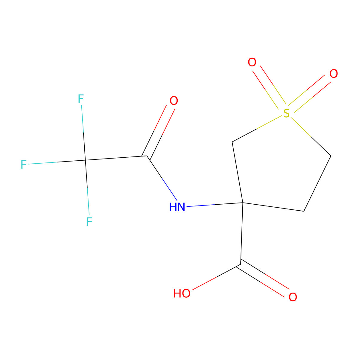 1,1-Dioxo-3-(trifluoroacetamido)-1lambda6-thiolane-3-carboxylic acid molecular structure, CAS 2680648-14-8