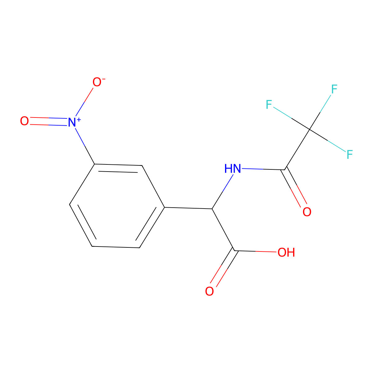 2-(3-Nitrophenyl)-2-(2,2,2-trifluoroacetamido)acetic acid molecular structure, CAS 2680648-15-9