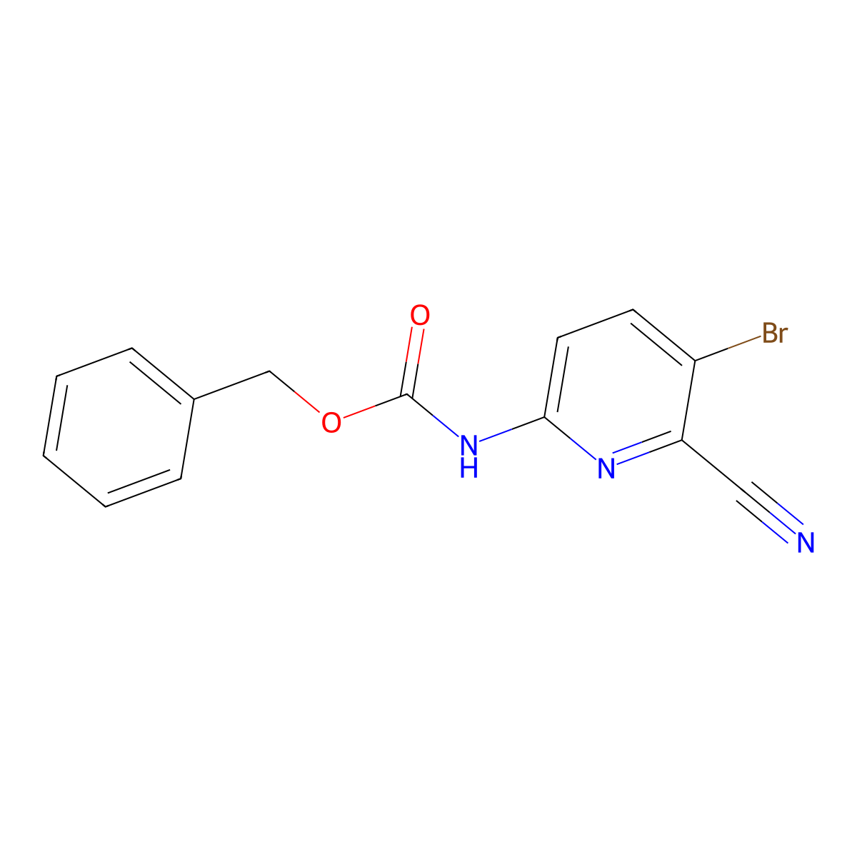 benzyl N-(5-bromo-6-cyanopyridin-2-yl)carbamate molecular structure, CAS 2680648-16-0