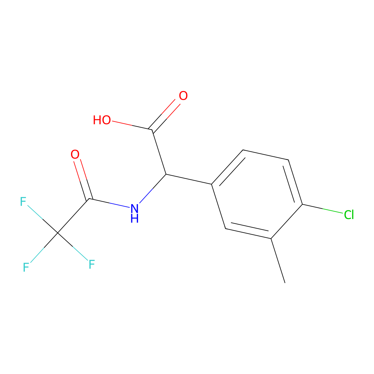 2-(4-Chloro-3-methylphenyl)-2-(2,2,2-trifluoroacetamido)acetic acid molecular structure, CAS 2680648-20-6