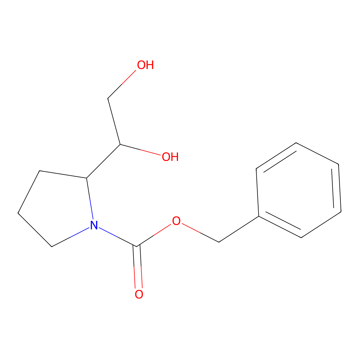 Benzyl 2-(1,2-dihydroxyethyl)pyrrolidine-1-carboxylate molecular structure, CAS 2680648-39-7