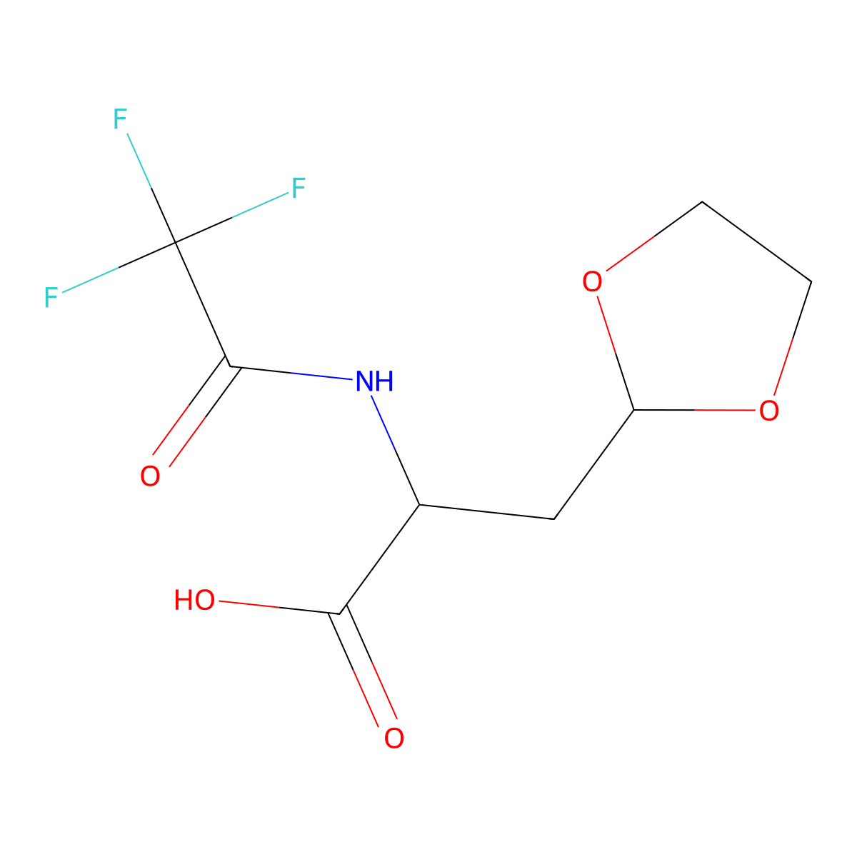 3-(1,3-Dioxolan-2-yl)-2-(2,2,2-trifluoroacetamido)propanoic acid molecular structure, CAS 2680648-51-3