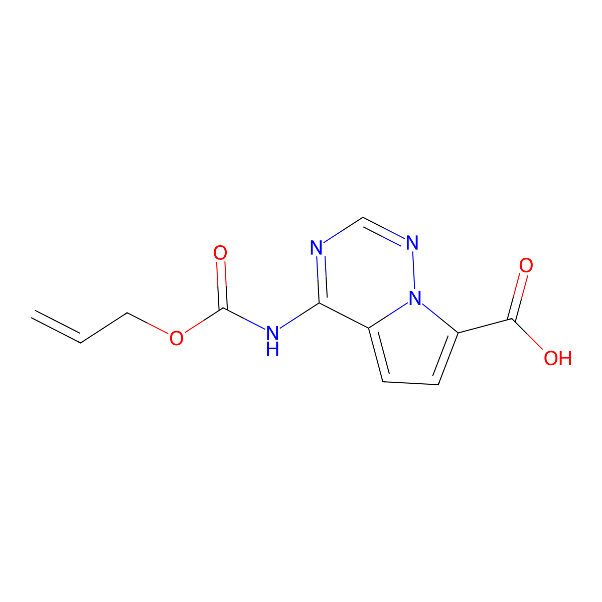 4-{[(Prop-2-en-1-yloxy)carbonyl]amino}pyrrolo[2,1-f][1,2,4]triazine-7-carboxylic acid molecular structure, CAS 2680648-52-4