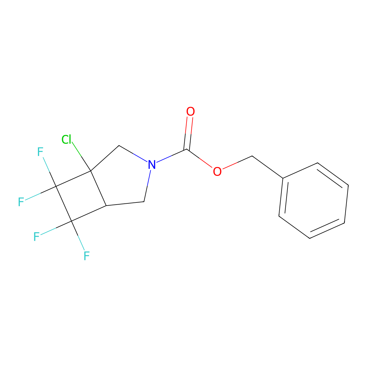Benzyl 1-chloro-6,6,7,7-tetrafluoro-3-azabicyclo[3.2.0]heptane-3-carboxylate molecular structure, CAS 2680648-63-7