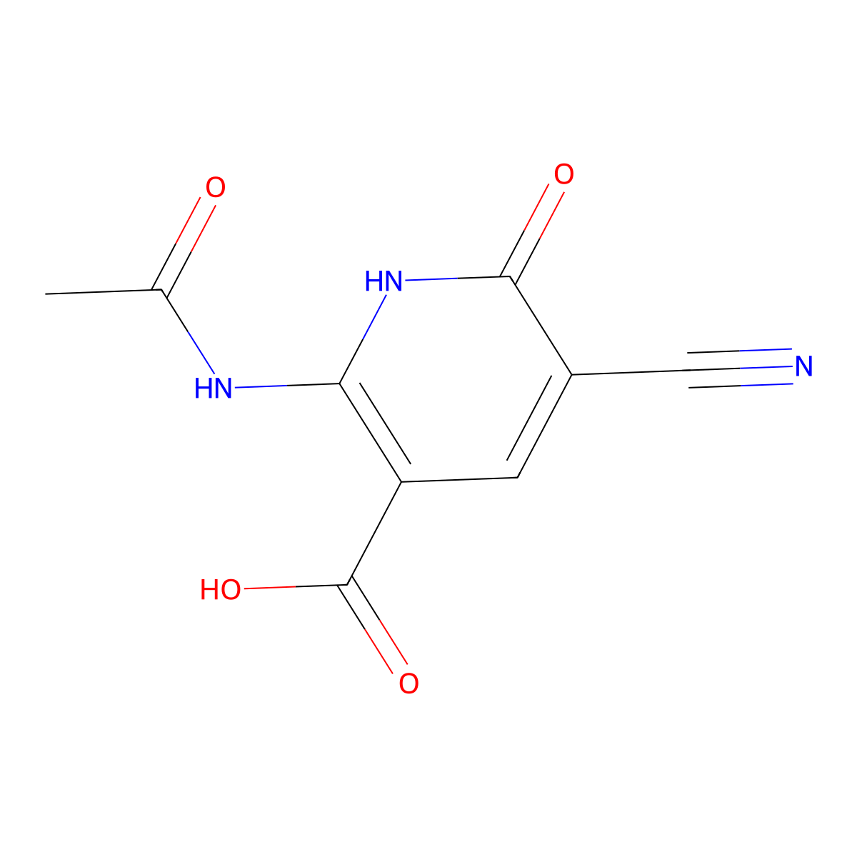 5-Cyano-2-acetamido-6-oxo-1,6-dihydropyridine-3-carboxylic acid molecular structure, CAS 2680648-66-0
